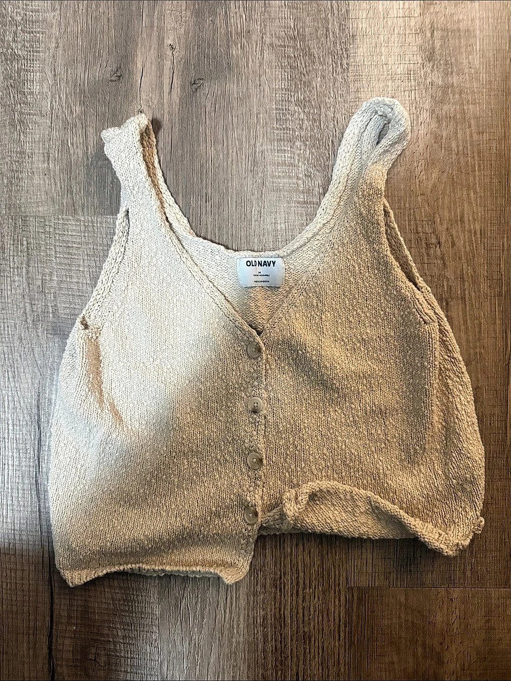 OLD NAVY V-Neck Knit Vest in Cream Size Medium Like New